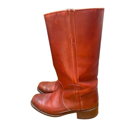 Vintage 80s Frye Campus Boots Women 11.5/ Mens 10 D Red Brown Square Toe Western - Picture 9 of 13